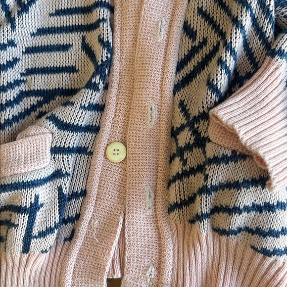 Chic Pink and Blue Patterned Cardigan - Picture 2 of 2